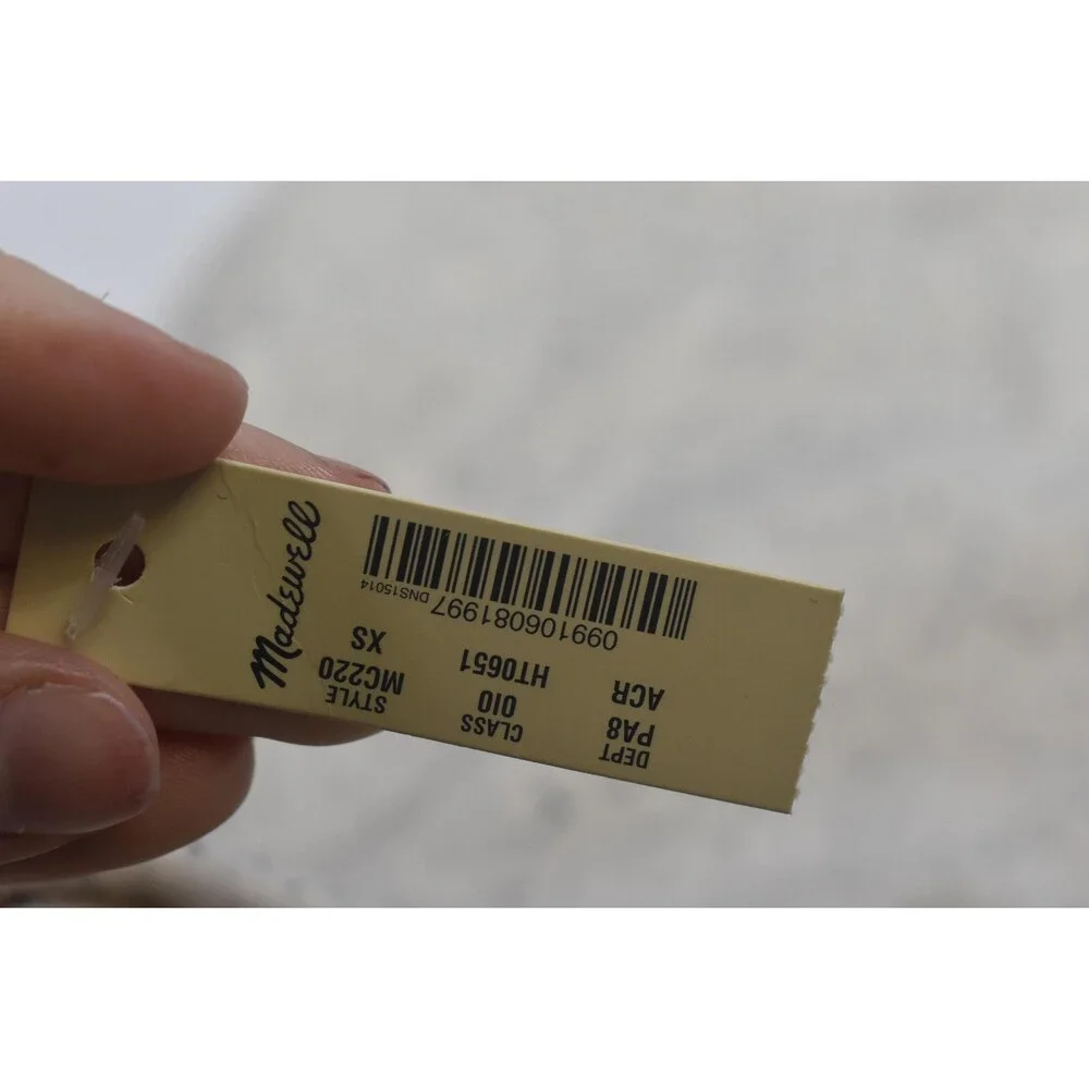 Madewell Sweatshirt Womens XS White Speckled Mock Neck Fleece Pullover Buttons - Picture 8 of 12